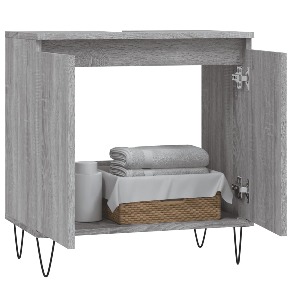 Mobile da Bagno Grigio Sonoma 58x33x60 cm in Legno Multistrato 831586