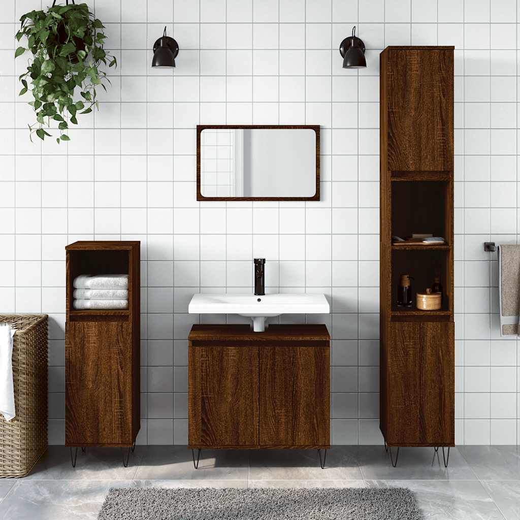 Armadietto Bagno Rovere Marrone 58x33x60cm in Legno Multistrato 831587