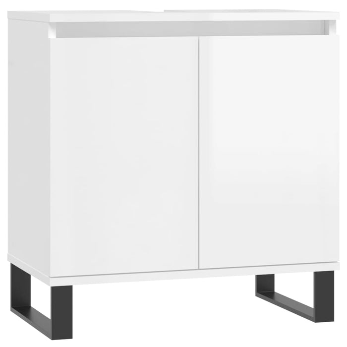 Armadietto Bagno Bianco Lucido 58x33x60cm in Legno Multistratocod mxl 80251