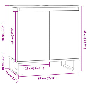 Mobile da Bagno Grigio Sonoma 58x33x60 cm in Legno Multistrato 831594