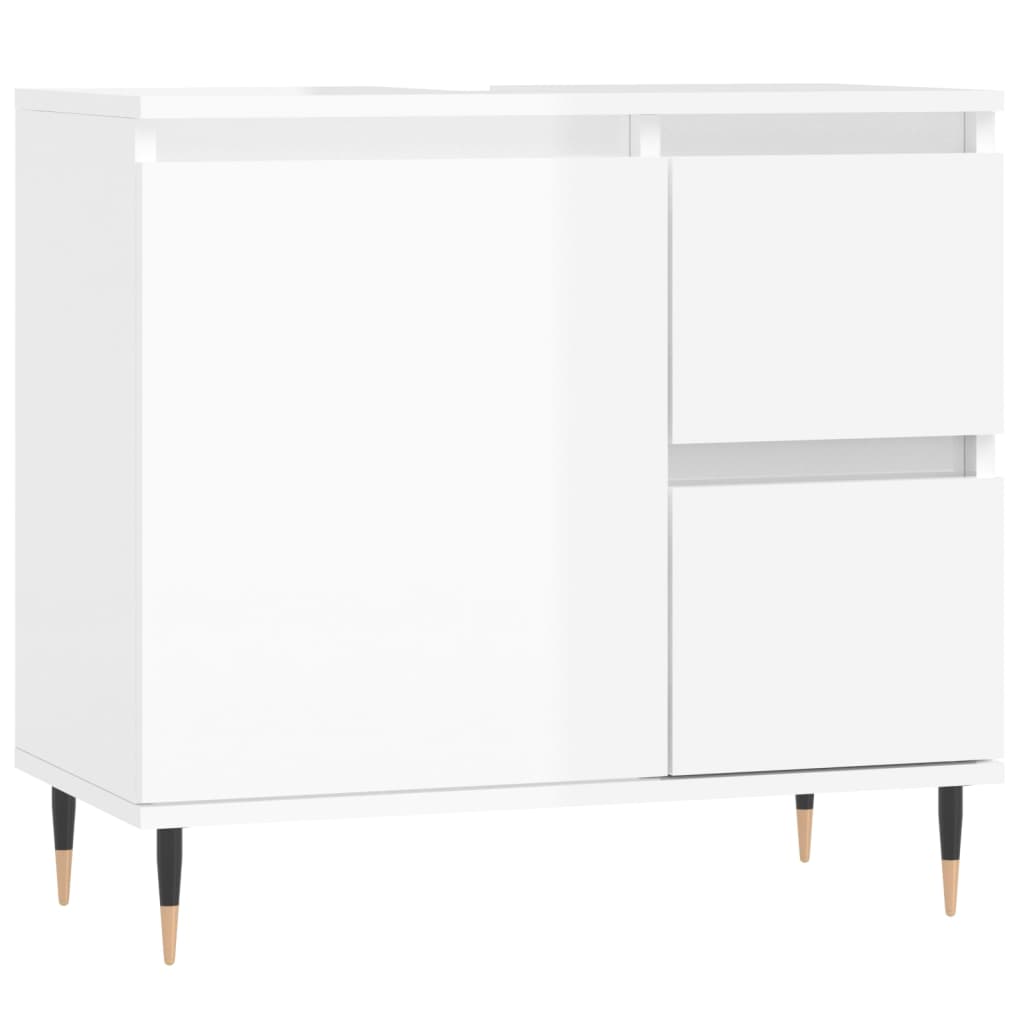 Armadietto Bagno Bianco Lucido 65x33x60cm in Legno Multistratocod mxl 104117