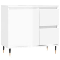 Armadietto Bagno Bianco Lucido 65x33x60cm in Legno Multistrato 831598