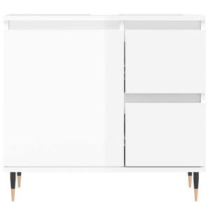 Armadietto Bagno Bianco Lucido 65x33x60cm in Legno Multistrato 831598