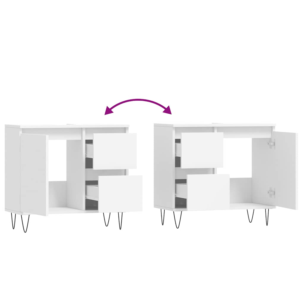 Armadietto da Bagno Bianco 65x33x60 cm in Legno Multistrato 831604