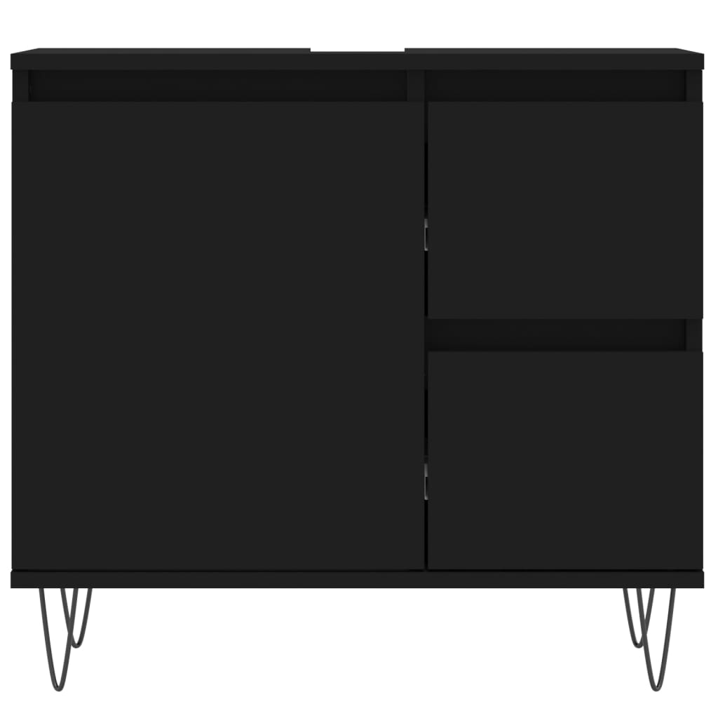 Armadietto da Bagno Nero 65x33x60 cm in Legno Multistrato 831605