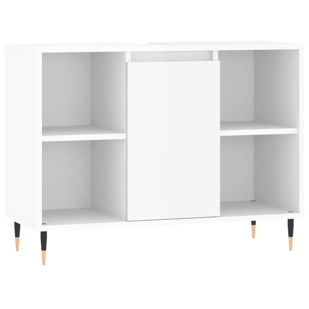 Armadietto Bagno Bianco Lucido 80x33x60cm in Legno Multistrato 831622