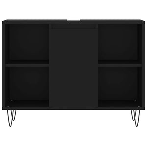 Mobile da Bagno Nero 80x33x60 cm in Legno Multistrato 831629