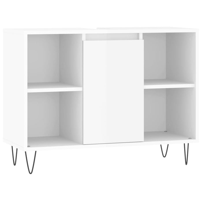 Armadietto Bagno Bianco Lucido 80x33x60cm in Legno Multistrato 831630