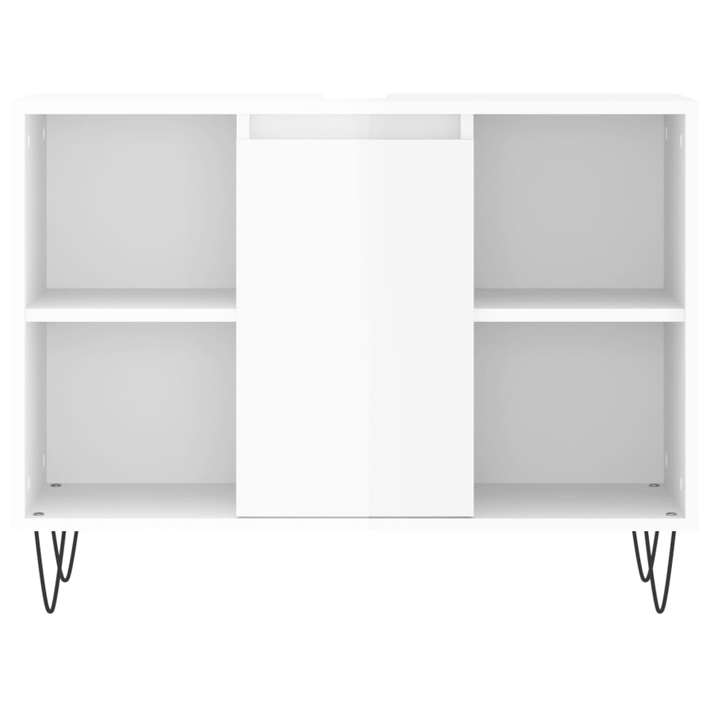 Armadietto Bagno Bianco Lucido 80x33x60cm in Legno Multistrato 831630