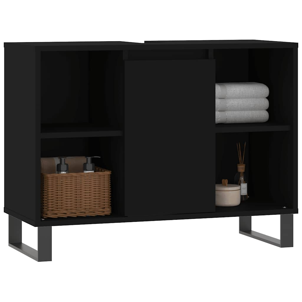 Mobile da Bagno Nero 80x33x60 cm in Legno Multistrato 831637