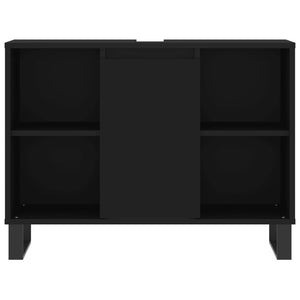 Mobile da Bagno Nero 80x33x60 cm in Legno Multistrato 831637