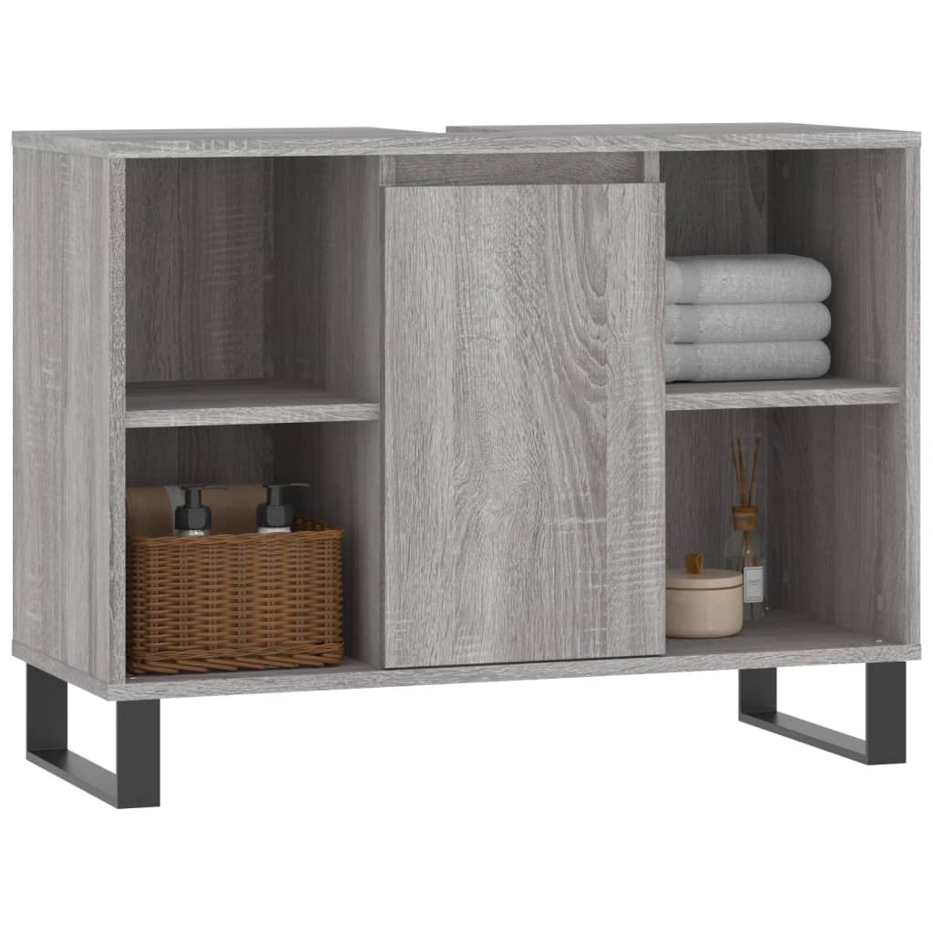 Mobile da Bagno Grigio Sonoma 80x33x60 cm in Legno Multistrato 831642