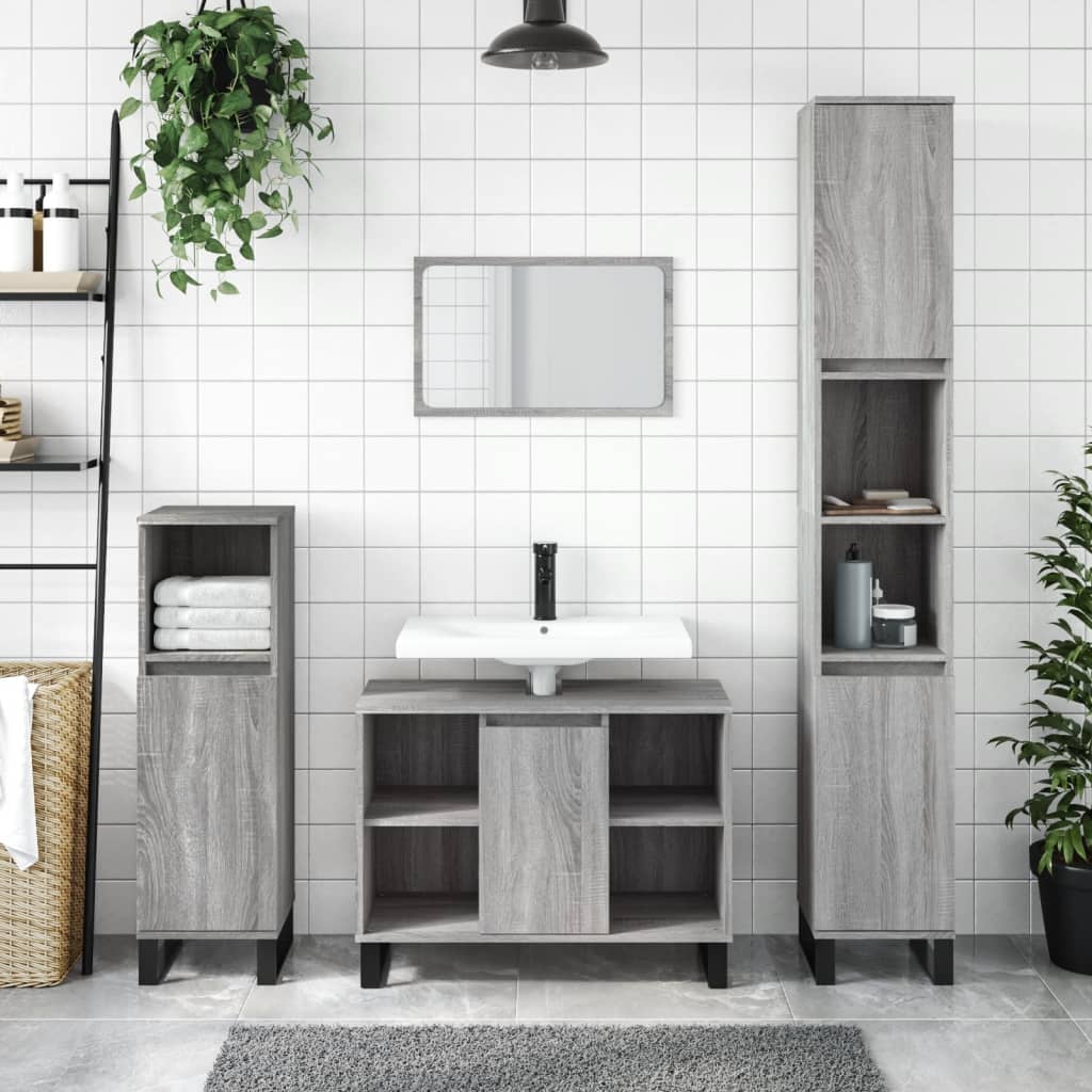 Mobile da Bagno Grigio Sonoma 80x33x60 cm in Legno Multistrato 831642