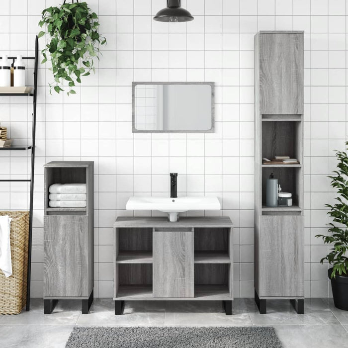 Mobile da Bagno Grigio Sonoma 80x33x60 cm in Legno Multistratocod mxl 82096