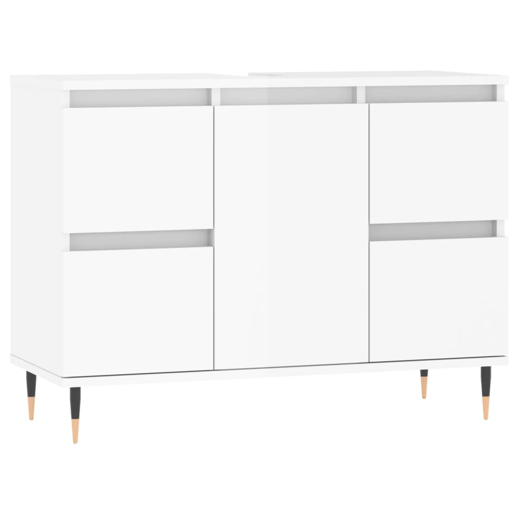 Armadietto Bagno Bianco Lucido 80x33x60cm in Legno Multistratocod mxl 129975