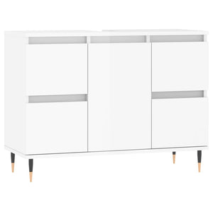 Armadietto Bagno Bianco Lucido 80x33x60cm in Legno Multistrato 831646