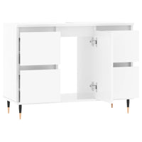 Armadietto Bagno Bianco Lucido 80x33x60cm in Legno Multistrato 831646