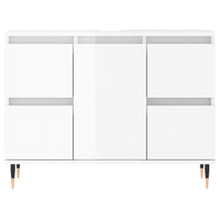 Armadietto Bagno Bianco Lucido 80x33x60cm in Legno Multistrato 831646