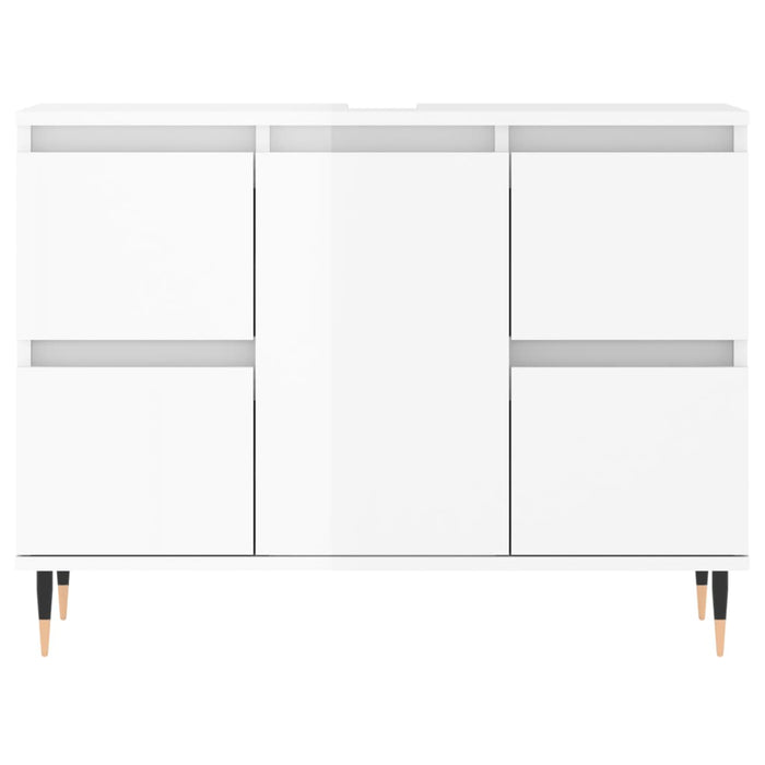 Armadietto Bagno Bianco Lucido 80x33x60cm in Legno Multistrato 831646