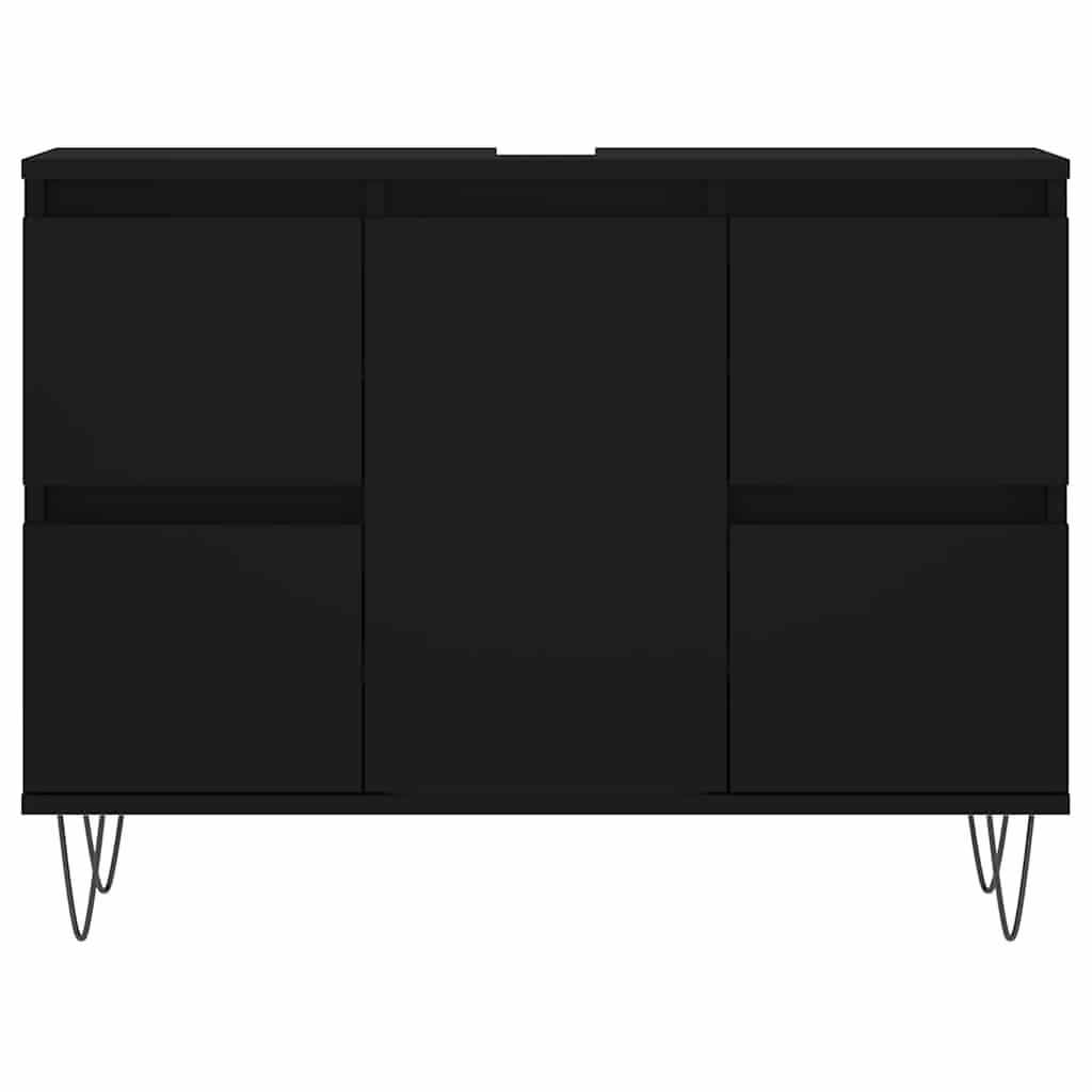 Mobile da Bagno Nero 80x33x60 cm in Legno Multistrato 831653