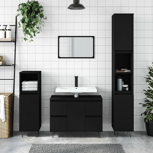 Mobile da Bagno Nero 80x33x60 cm in Legno Multistrato 831653