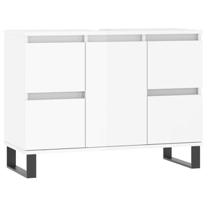 Armadietto Bagno Bianco Lucido 80x33x60cm in Legno Multistrato 831662