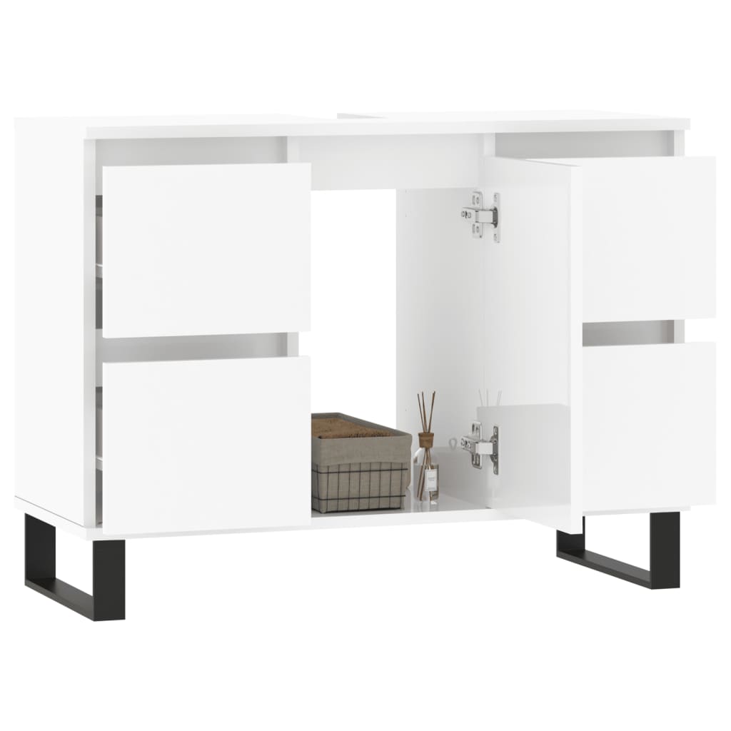 Armadietto Bagno Bianco Lucido 80x33x60cm in Legno Multistratocod mxl 104583