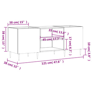 Mobile Porta Dischi Grigio Cemento 121x38x48 Legno Multistrato 831672