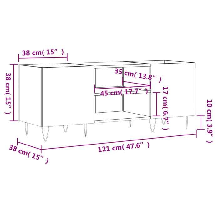 Mobile Porta Dischi Bianco 121x38x48 cm in Legno Multistrato 831676