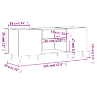 Mobile Porta Dischi Grigio Cemento 121x38x48 Legno Multistrato 831680