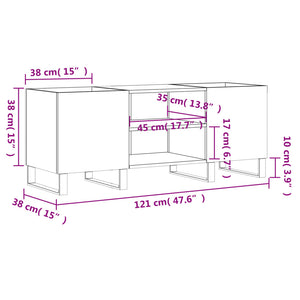 Mobile Porta Dischi Rovere Fumo 121x38x48 cm Legno Multistrato 831689