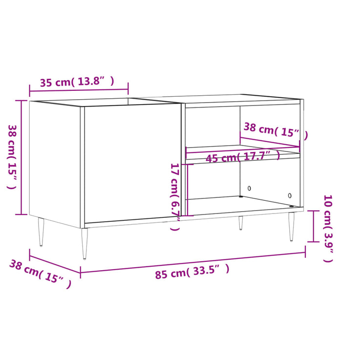 Mobile Porta Dischi Bianco 85x38x48 cm in Legno Multistrato 831692