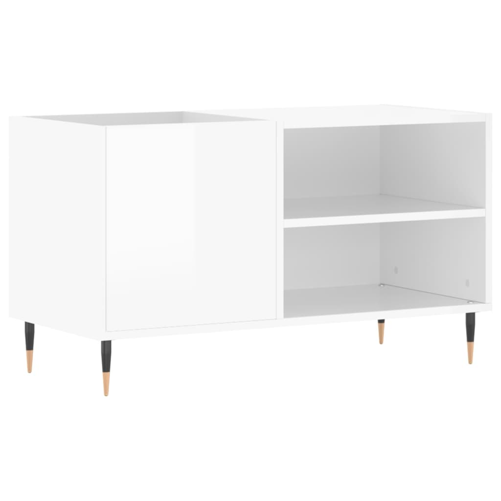 Mobile Porta Dischi Bianco Lucido 85x38x48 cm Legno Multistrato 831694