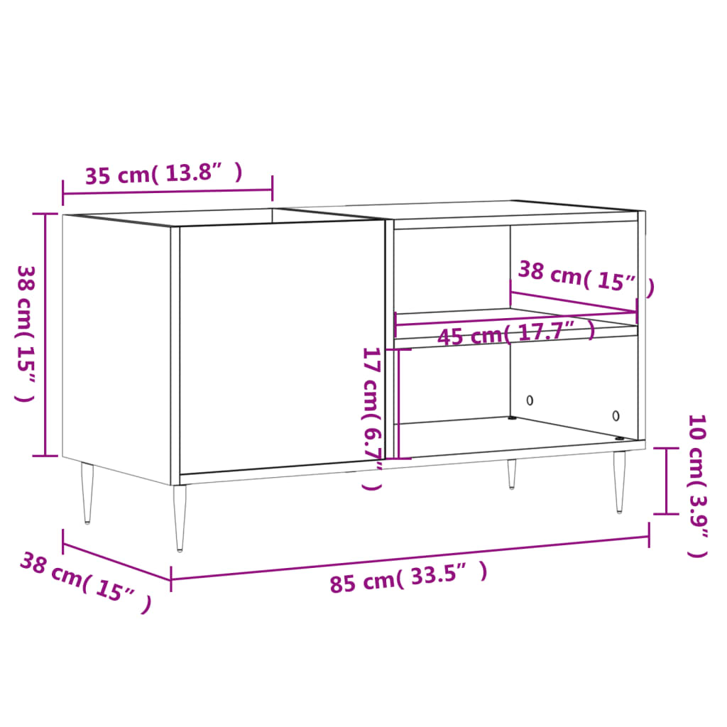 Mobile Porta Dischi Bianco Lucido 85x38x48 cm Legno Multistrato 831694