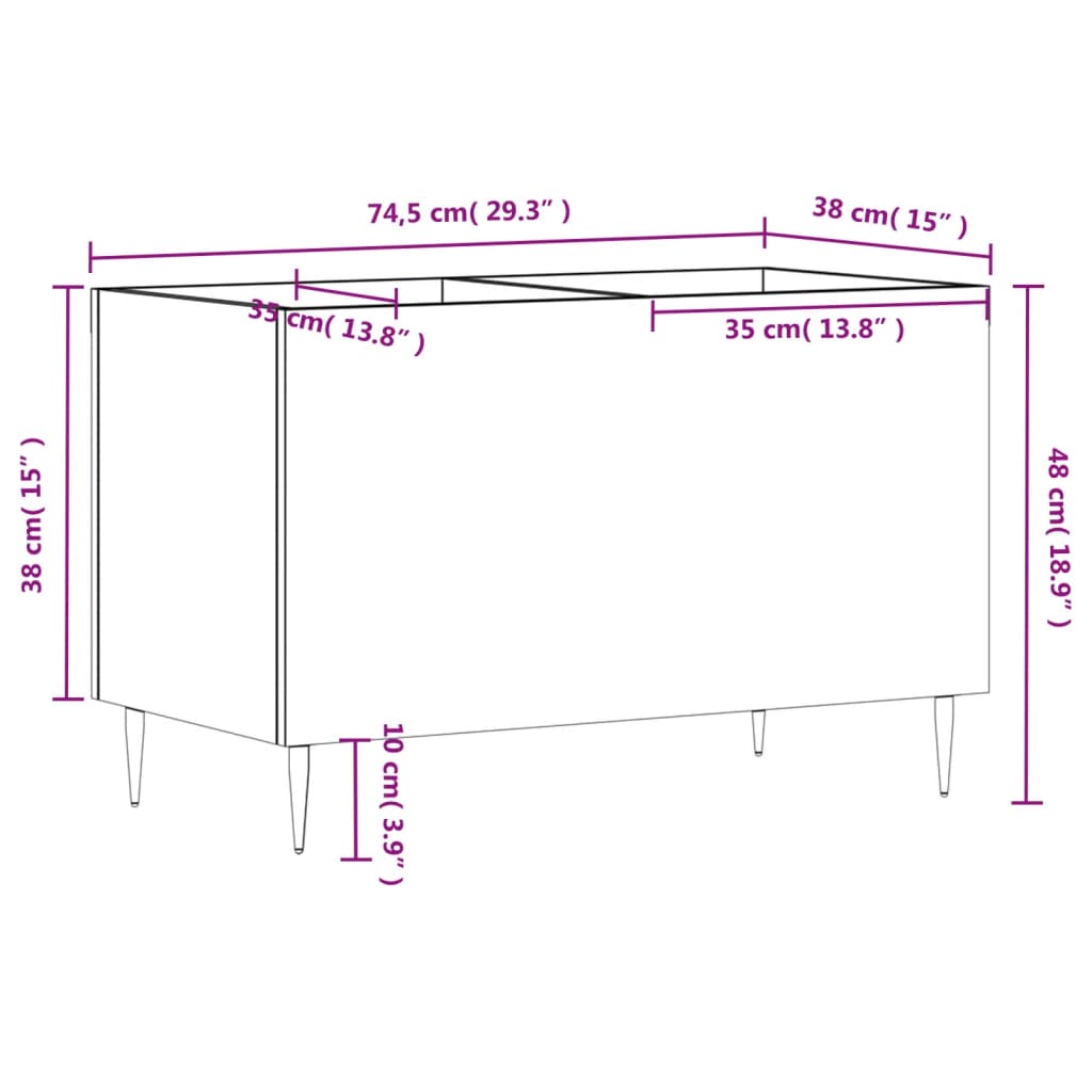 Mobile Porta Dischi Grigio Sonoma 74,5x38x48 Legno Multistrato 831722