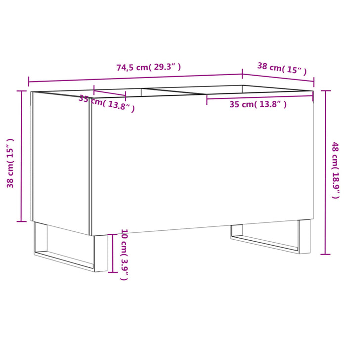 Mobile Porta Dischi Nero 74,5x38x48 cm in Legno Multistrato 831733