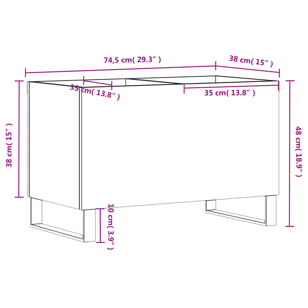 Mobile Porta Dischi Rovere Fumo 74,5x38x48 cm Legno Multistrato 831737