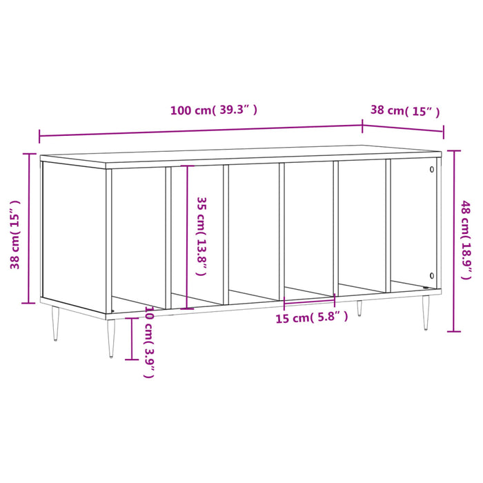 Mobile Porta Dischi Nero 100x38x48 cm in Legno Multistrato 831741