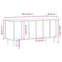 Mobile Porta Dischi Rovere Fumo 100x38x48 cm Legno Multistrato 831753