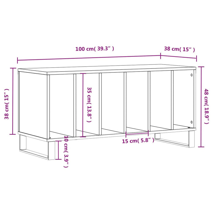 Mobile Porta Dischi Bianco 100x38x48 cm in Legno Multistrato 831756