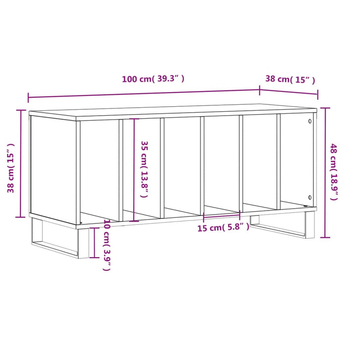 Mobile Porta Dischi Nero 100x38x48 cm in Legno Multistrato 831757