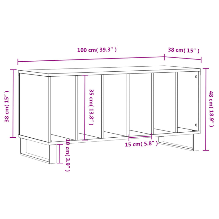 Mobile Porta Dischi Grigio Sonoma 100x38x48cm Legno Multistrato 831762