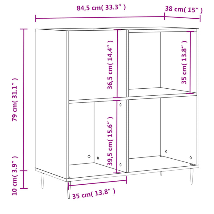 Mobile Porta Dischi Nero 84,5x38x89 cm in Legno Multistrato 831765