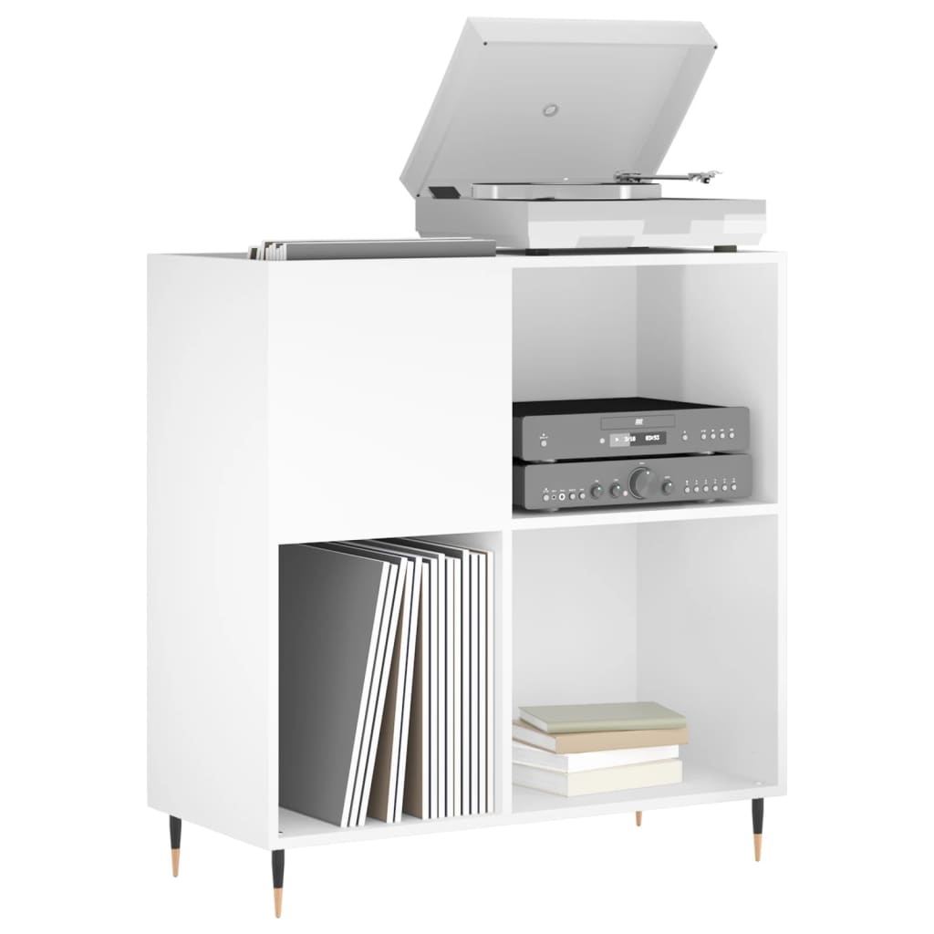 Mobile Porta Dischi Bianco Lucido 84,5x38x89 Legno Multistratocod mxl 79992