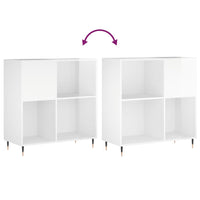 Mobile Porta Dischi Bianco Lucido 84,5x38x89 Legno Multistrato 831766