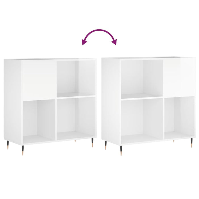 Mobile Porta Dischi Bianco Lucido 84,5x38x89 Legno Multistrato 831766