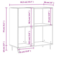 Mobile Porta Dischi Bianco 84,5x38x89 cm in Legno Multistrato 831772