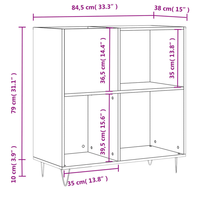 Mobile Porta Dischi Bianco 84,5x38x89 cm in Legno Multistrato 831772