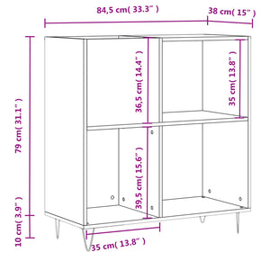 Mobile Porta Dischi Rovere Marrone 84,5x38x89 Legno Multistrato 831779