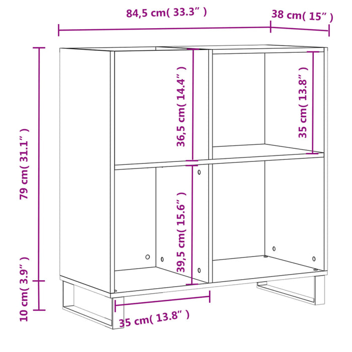 Mobile Porta Dischi Rovere Sonoma 84,5x38x89 Legno Multistrato 831783